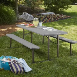 COSCO 6' Wood Grain Blow Mold Folding Picnic Table