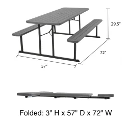 COSCO 6' Wood Grain Blow Mold Folding Picnic Table