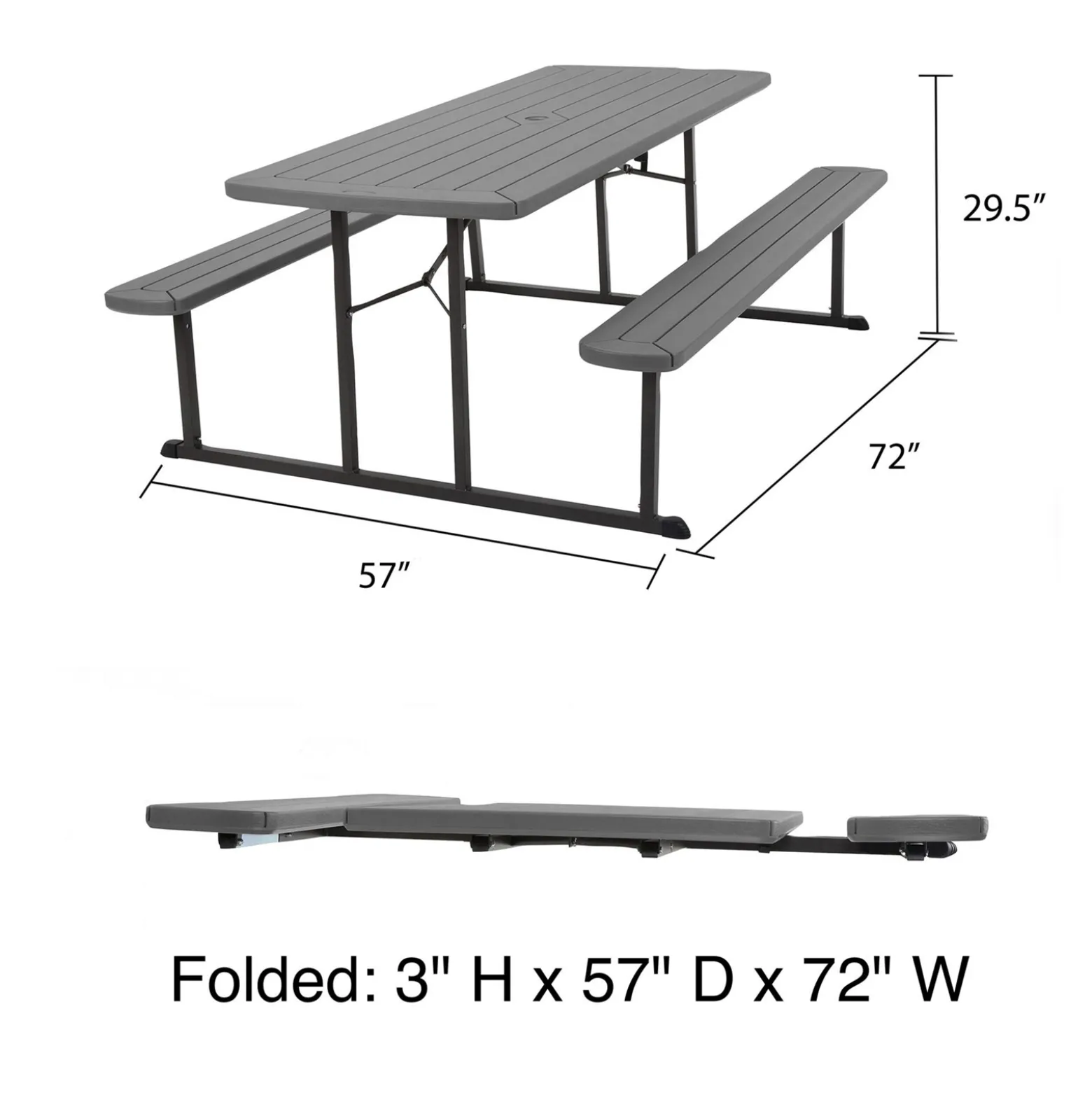 COSCO 6' Wood Grain Blow Mold Folding Picnic Table
