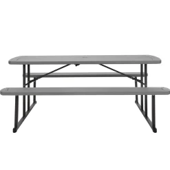 COSCO 6' Wood Grain Blow Mold Folding Picnic Table
