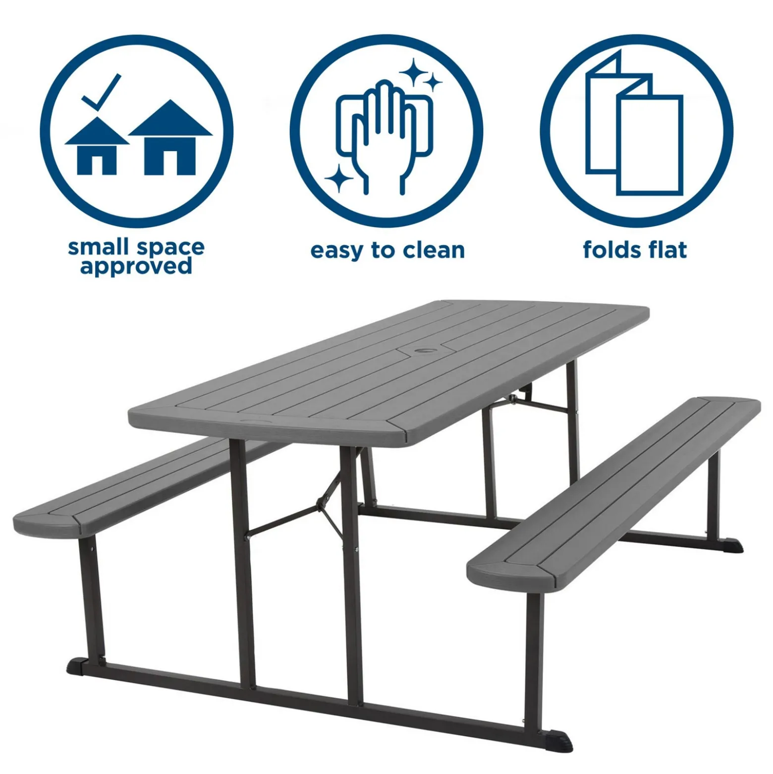COSCO 6' Wood Grain Blow Mold Folding Picnic Table