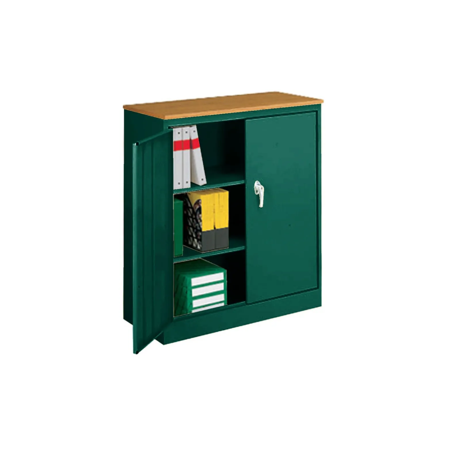 Counter Height Storage Cabinet with Oak Finish Top