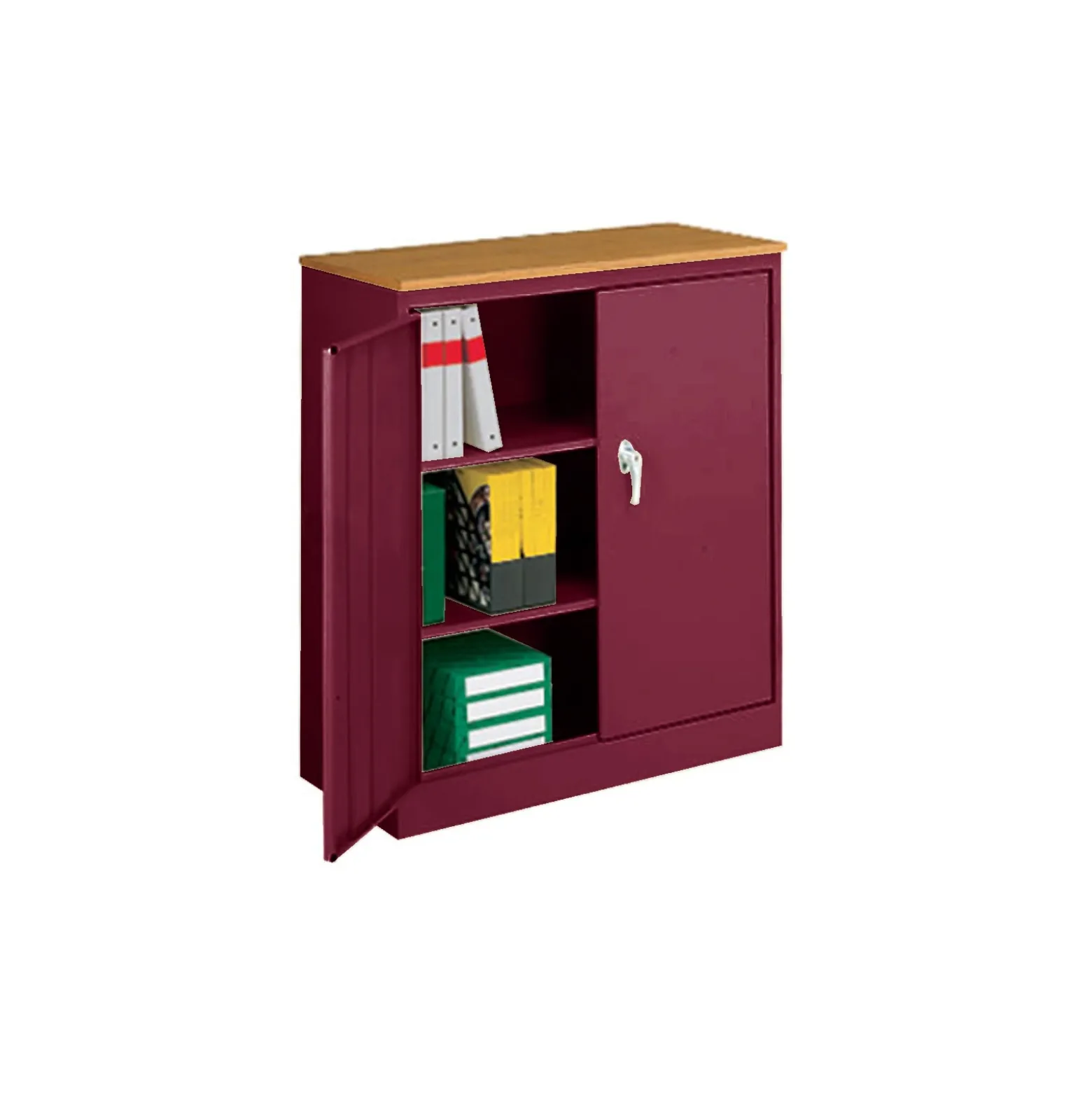 Counter Height Storage Cabinet with Oak Finish Top