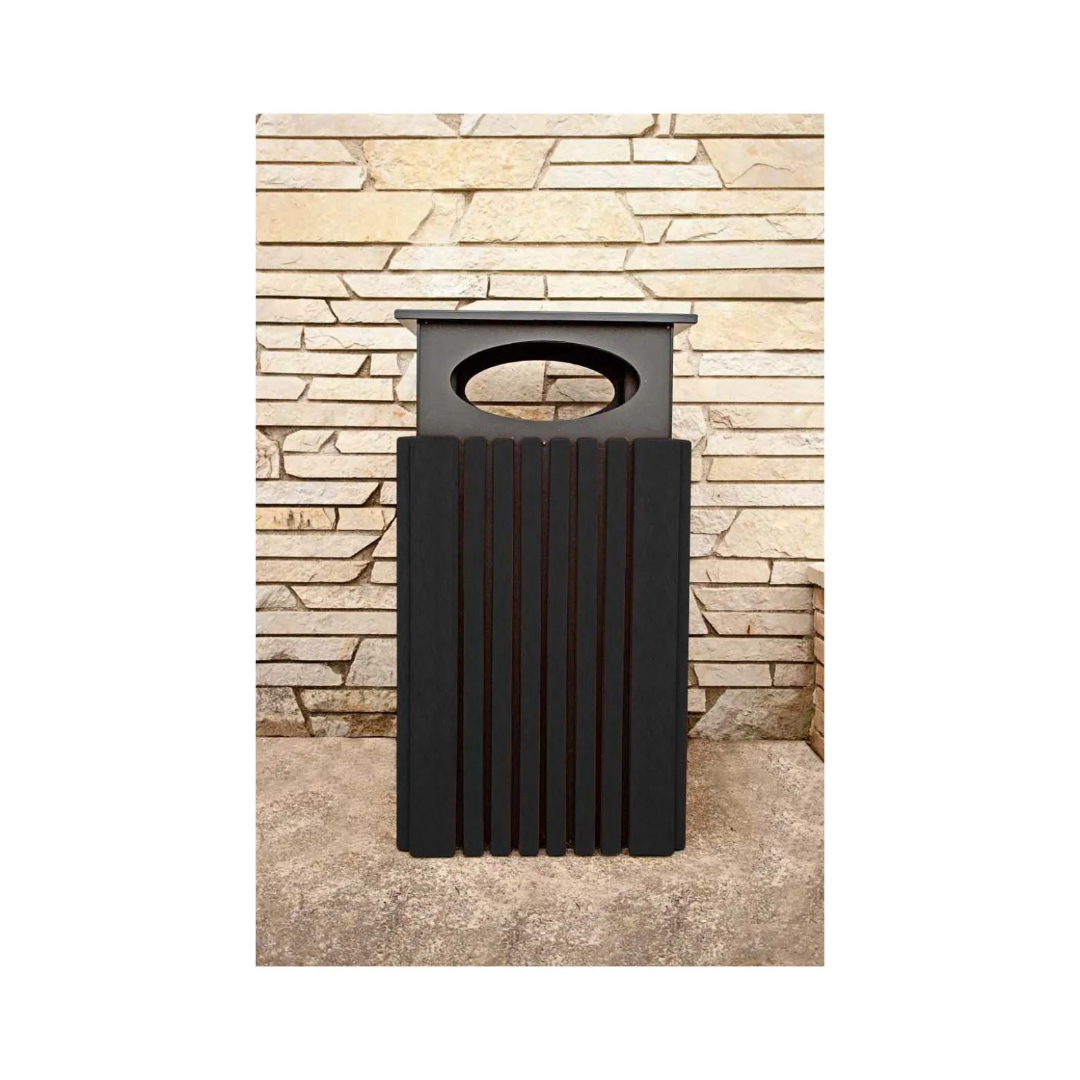 Covered Outdoor Poly Trash Receptacle - 40 Gallon