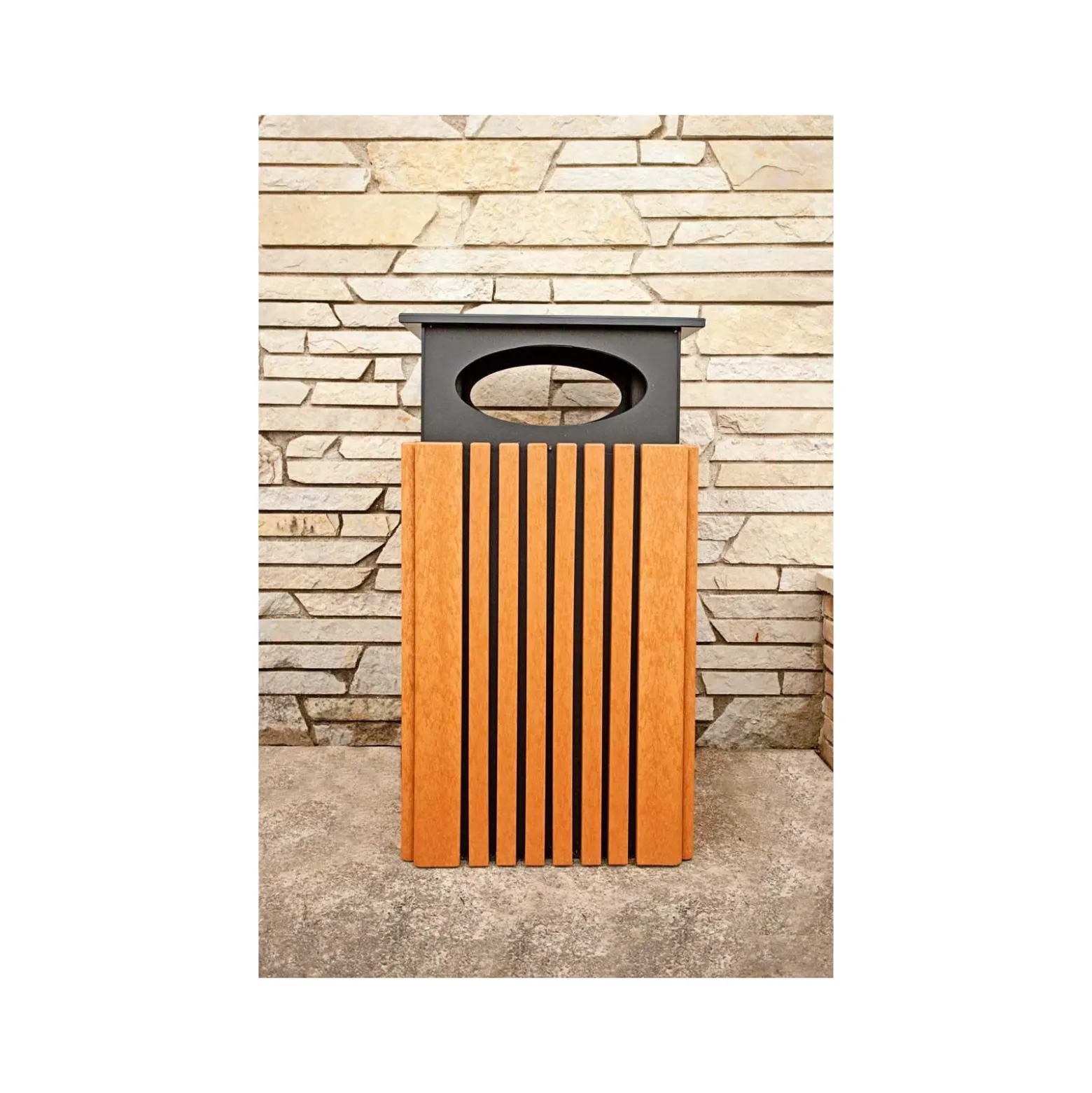 Covered Outdoor Poly Trash Receptacle - 40 Gallon