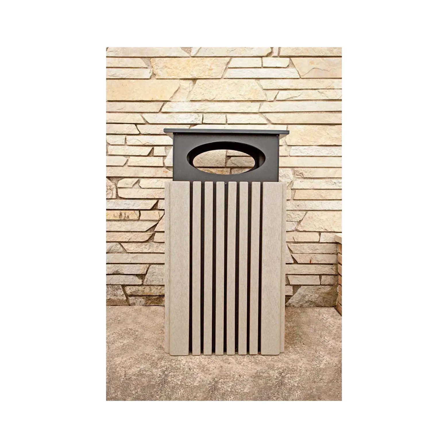 Covered Outdoor Poly Trash Receptacle - 40 Gallon