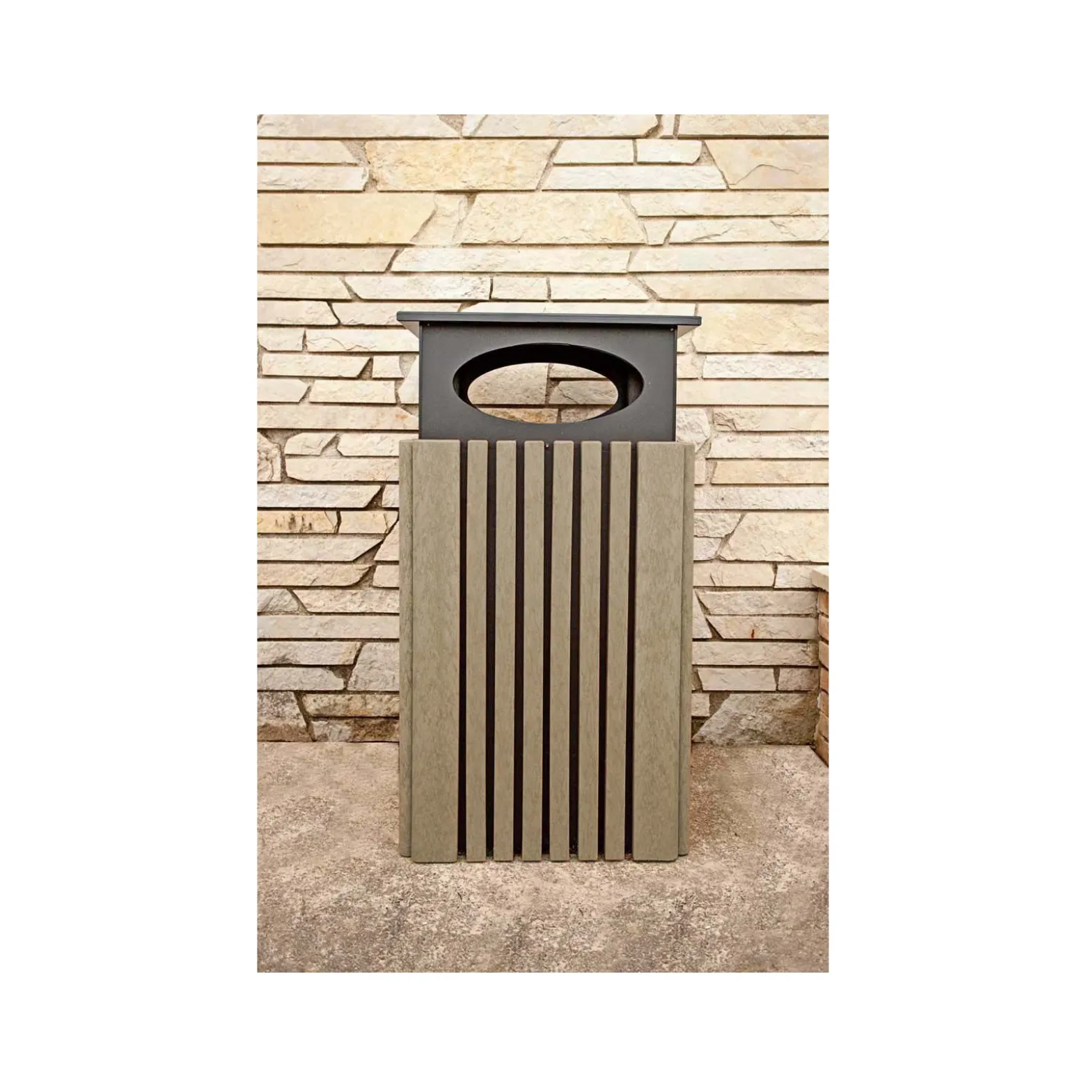 Covered Outdoor Poly Trash Receptacle - 40 Gallon