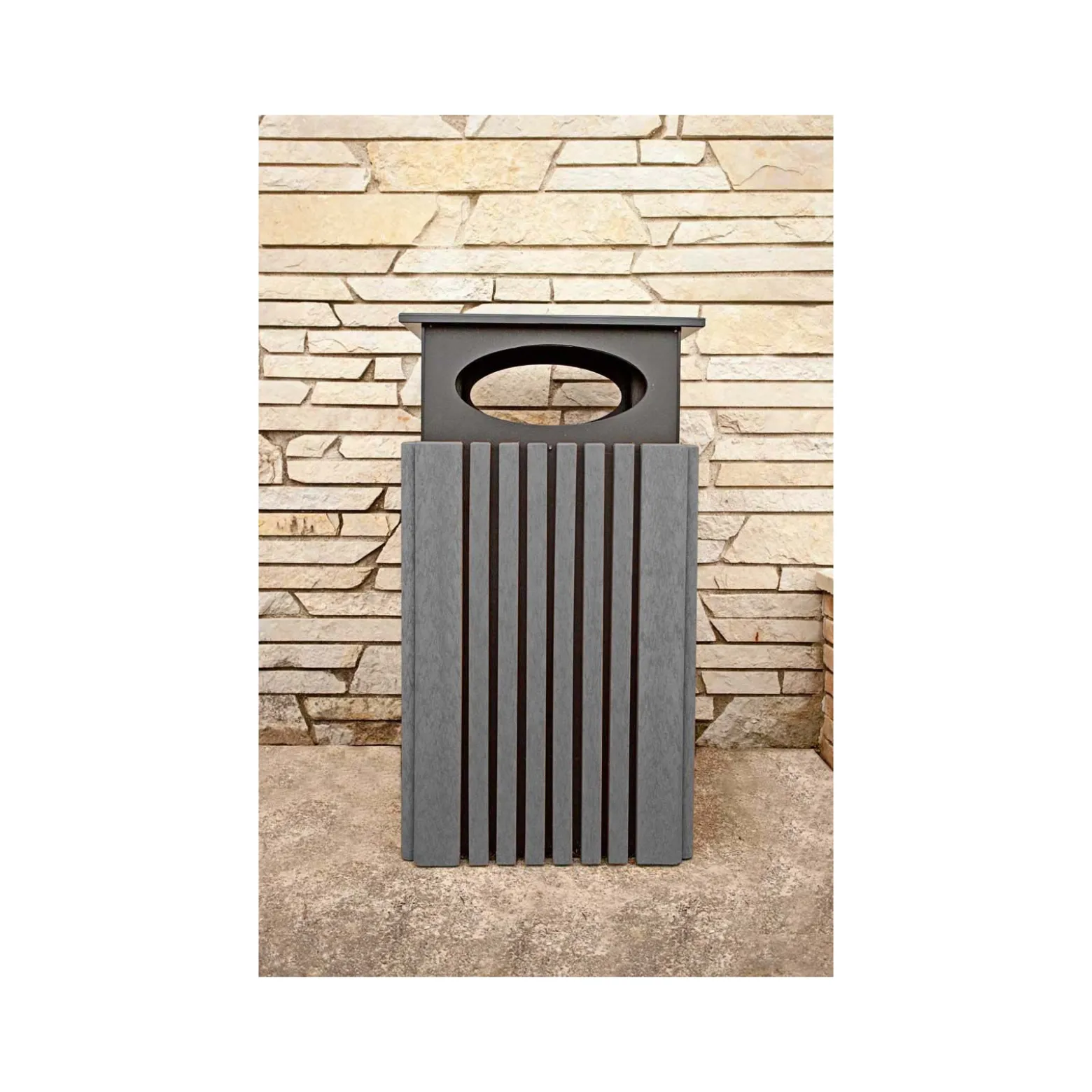 Covered Outdoor Poly Trash Receptacle - 40 Gallon