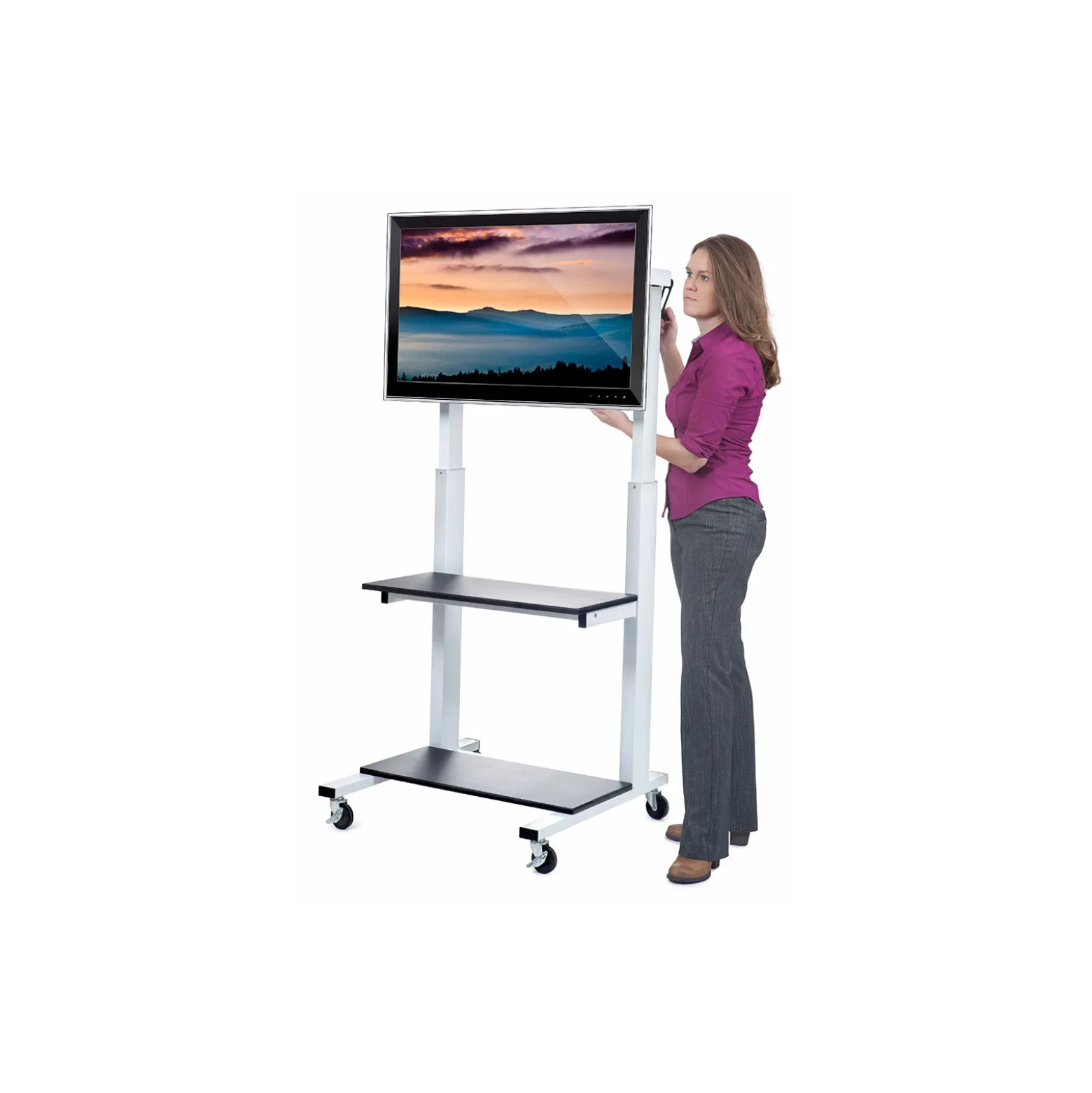 Crank-Adjustable Flat Panel TV Cart