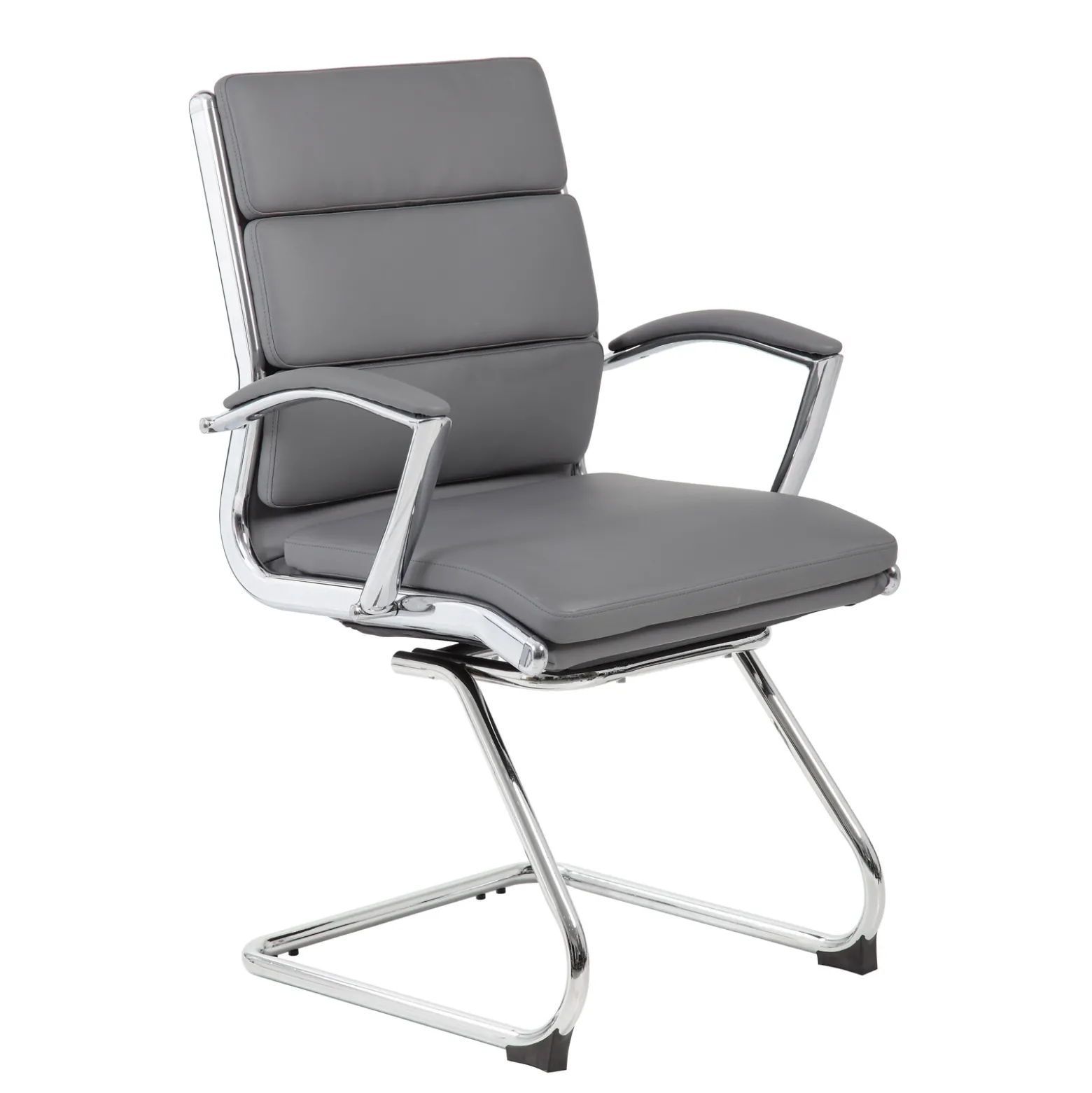 Crofton Faux Leather Guest Chair with Chrome Base and Padded Armrests