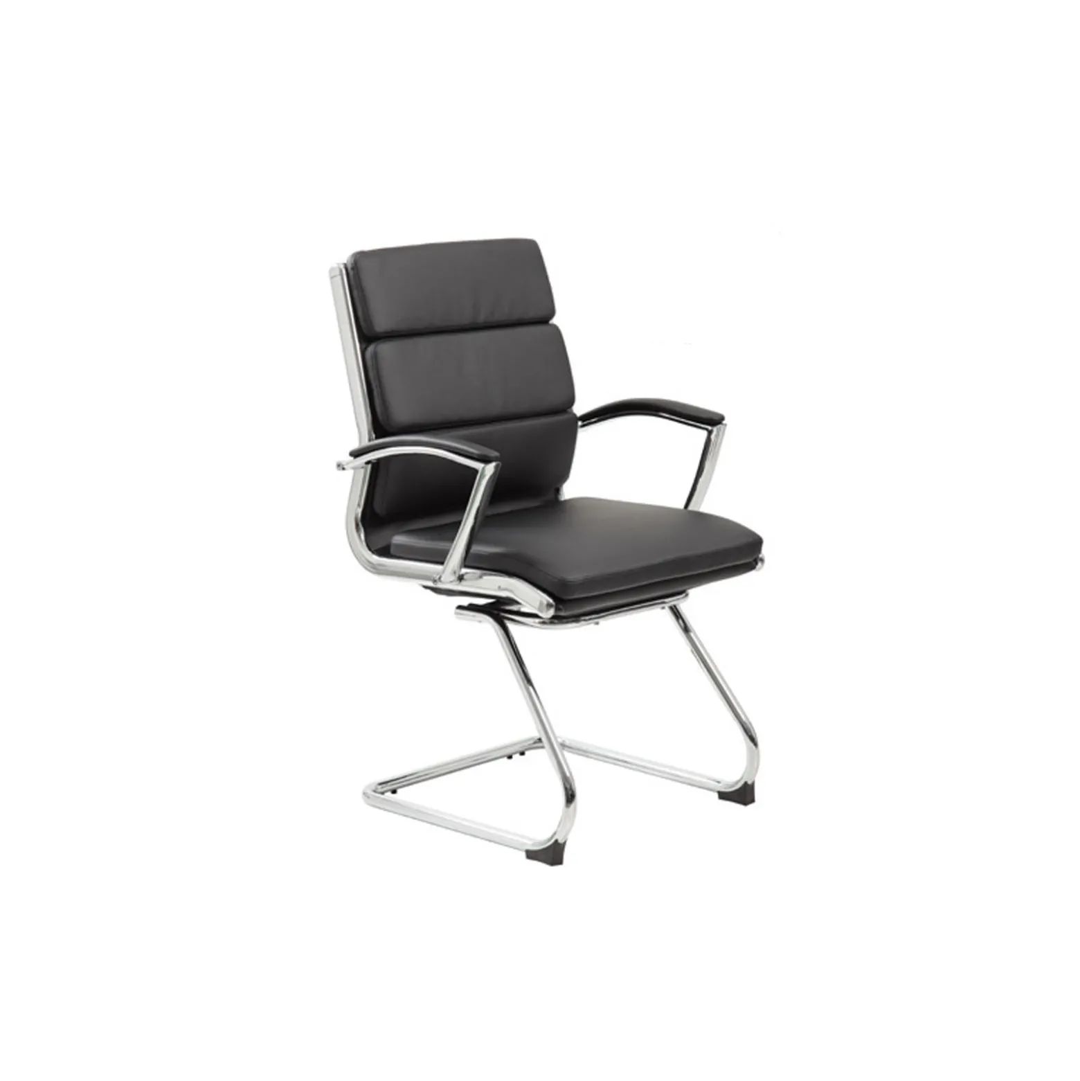 Crofton Faux Leather Guest Chair with Chrome Base and Padded Armrests