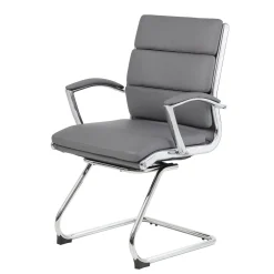 Crofton Faux Leather Guest Chair with Chrome Base and Padded Armrests