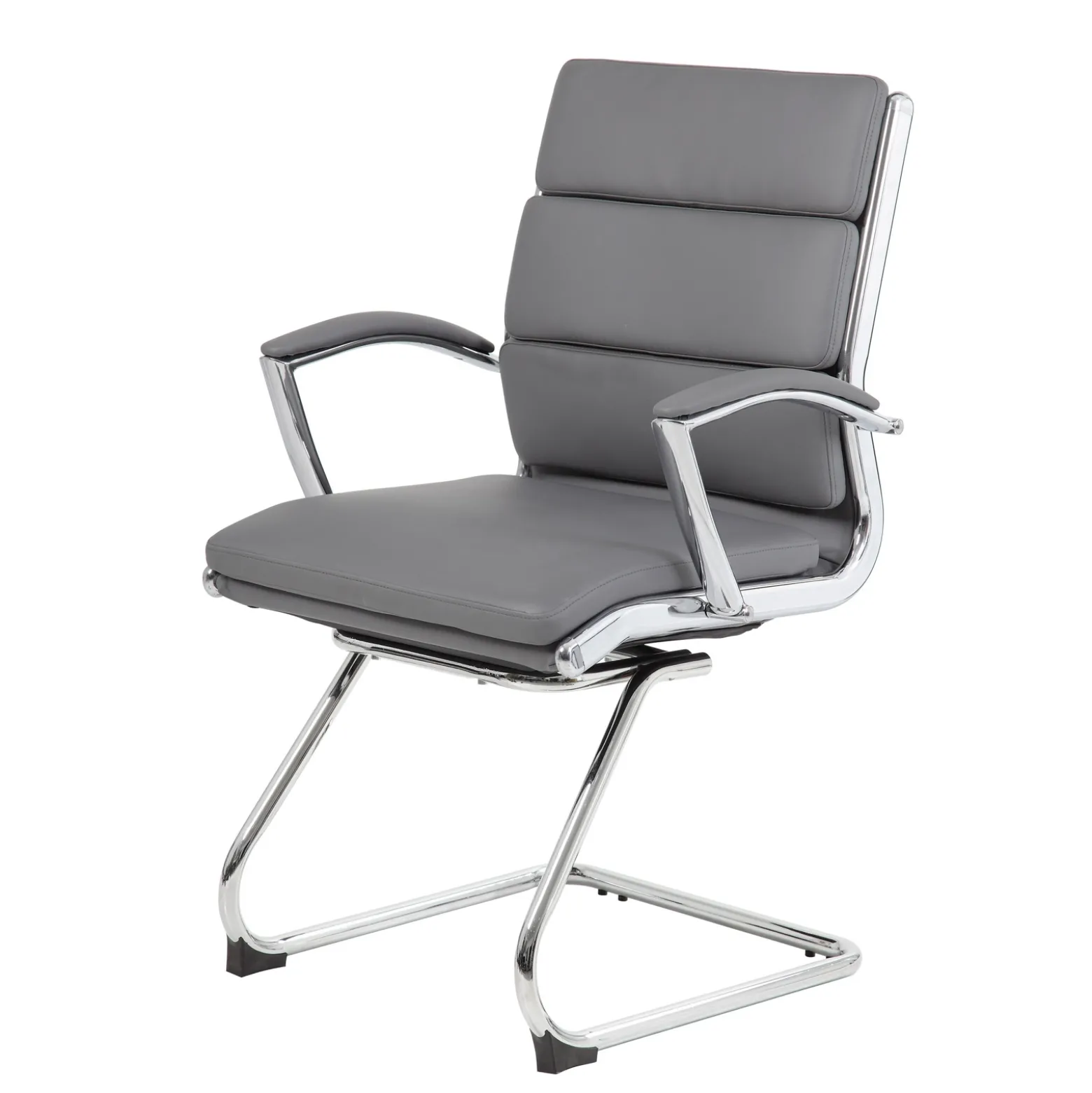 Crofton Faux Leather Guest Chair with Chrome Base and Padded Armrests
