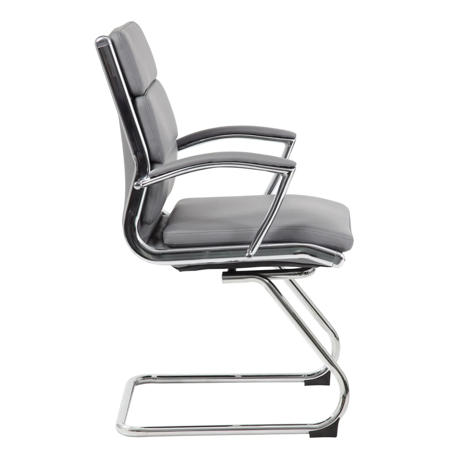 Crofton Faux Leather Guest Chair with Chrome Base and Padded Armrests