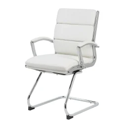 Crofton Faux Leather Guest Chair with Chrome Base and Padded Armrests