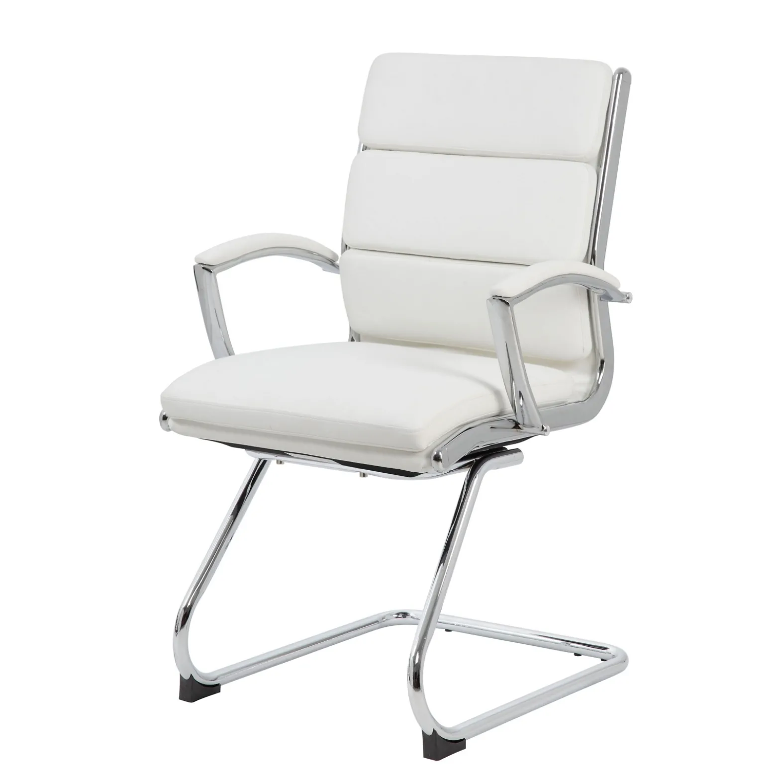 Crofton Faux Leather Guest Chair with Chrome Base and Padded Armrests