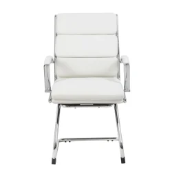 Crofton Faux Leather Guest Chair with Chrome Base and Padded Armrests