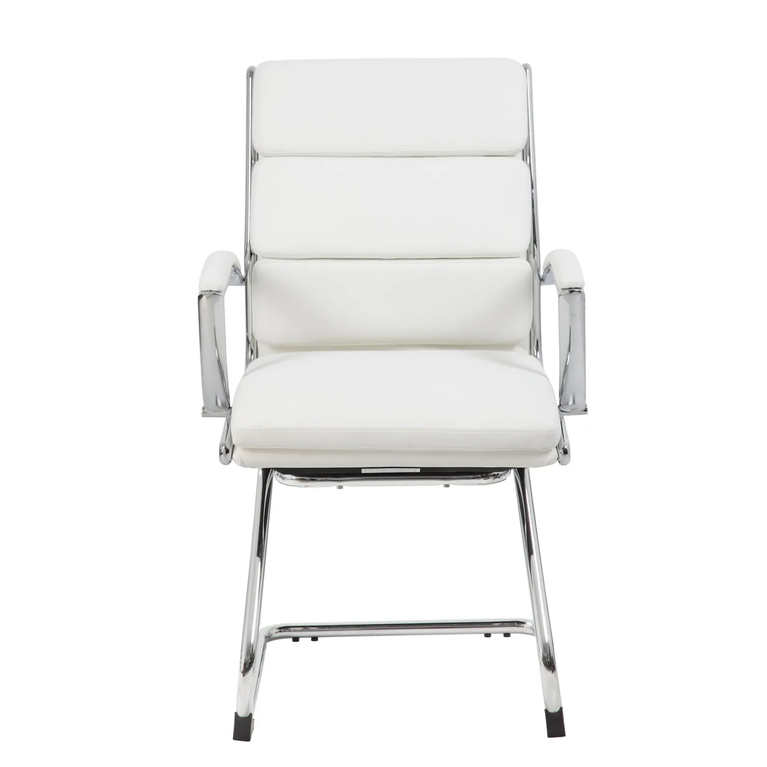 Crofton Faux Leather Guest Chair with Chrome Base and Padded Armrests