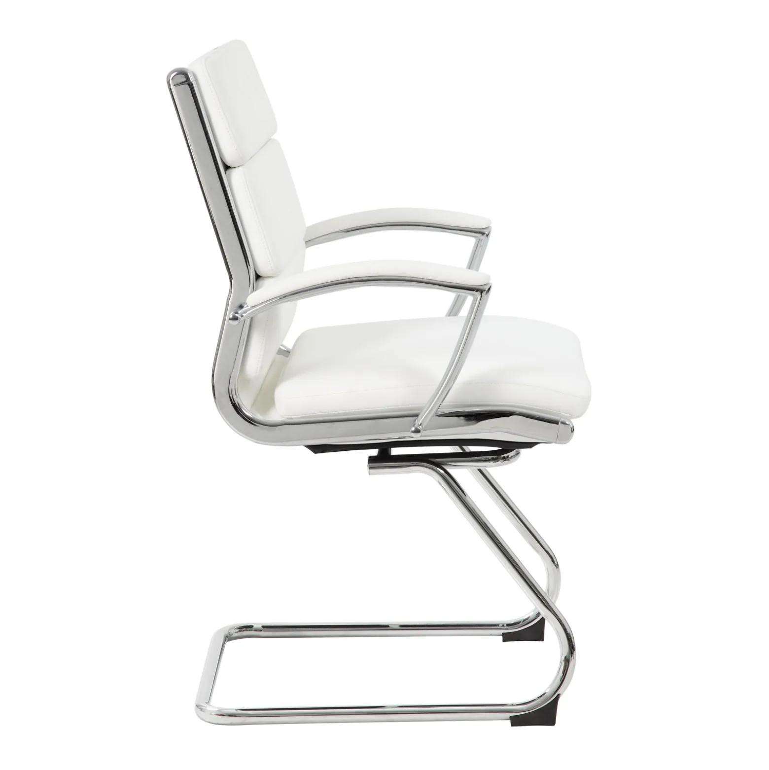 Crofton Faux Leather Guest Chair with Chrome Base and Padded Armrests