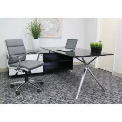 Crofton Faux Leather Mid-Back Office Chair with Adjustable Seat and Tilt