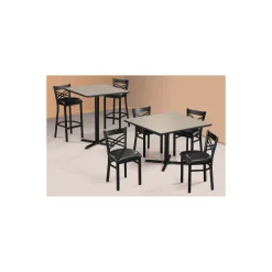 Cross-Back Stool with Black Frame
