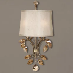 Crystal Leaves Wall Sconce Light