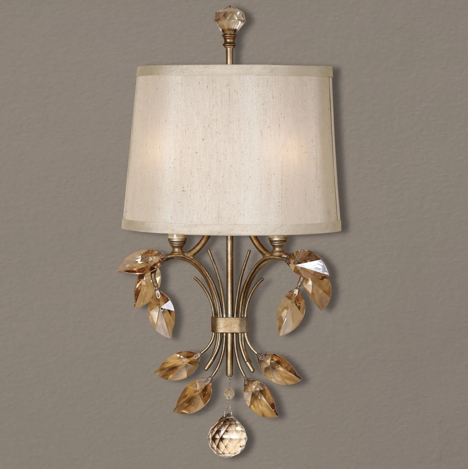 Crystal Leaves Wall Sconce Light