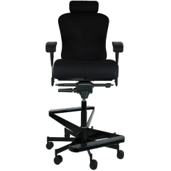 Dauerhaft 24/7 Two-Step Fabric Stool with Pivot Arms and Headrest - 21"W