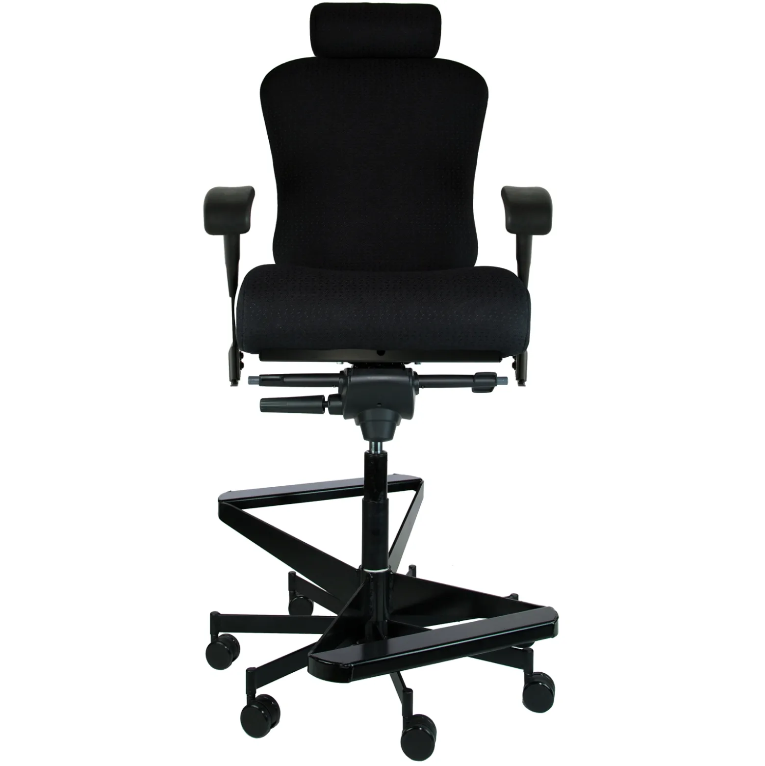 Dauerhaft 24/7 Two-Step Fabric Stool with Pivot Arms and Headrest - 21"W