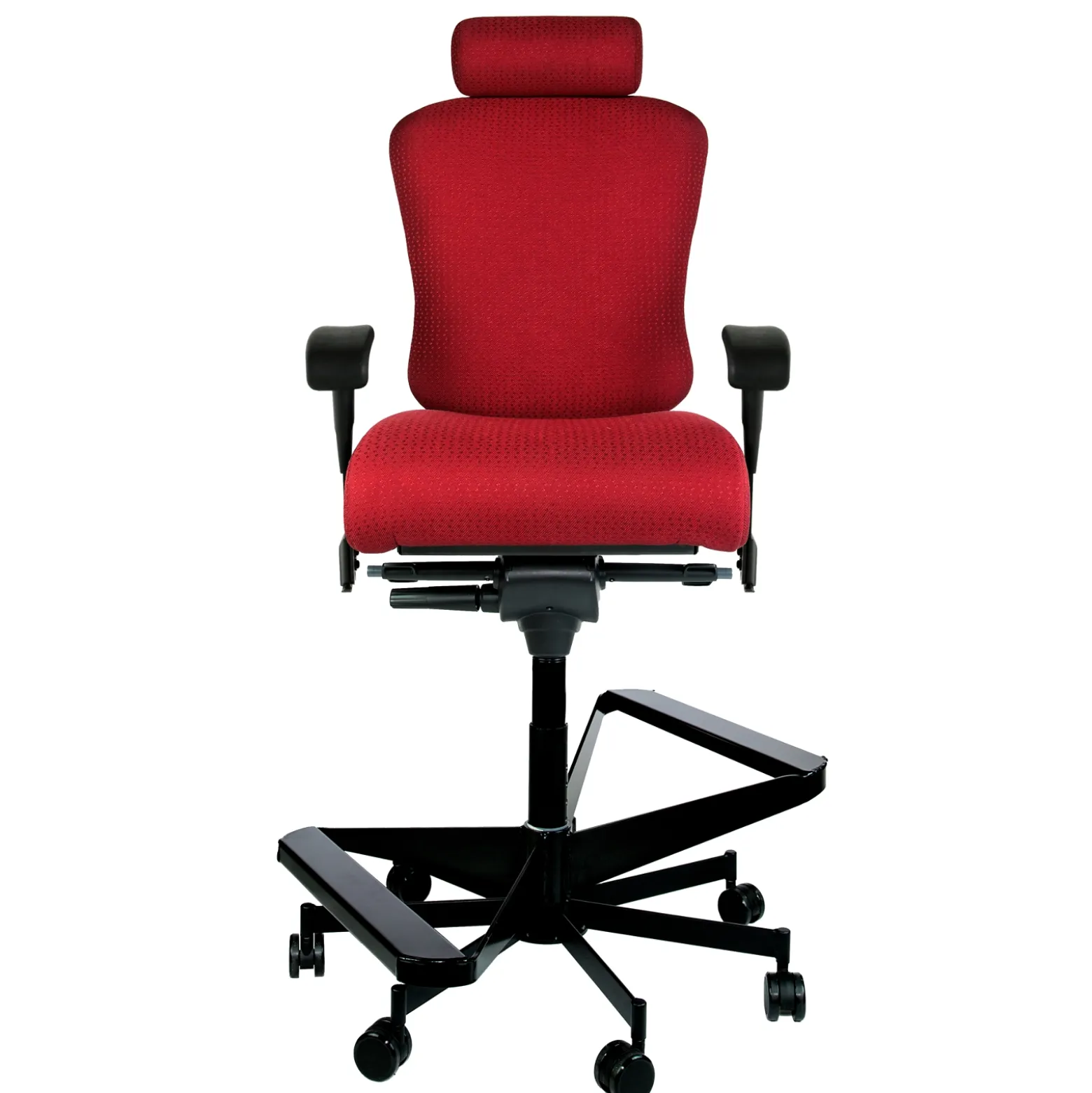 Dauerhaft 24/7 Two-Step Fabric Stool with Pivot Arms and Headrest - 21"W