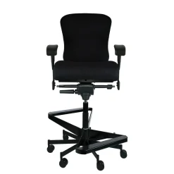 Dauerhaft 24/7 Two-Step Fabric Stool with Pivot Arms - 21"W Seat