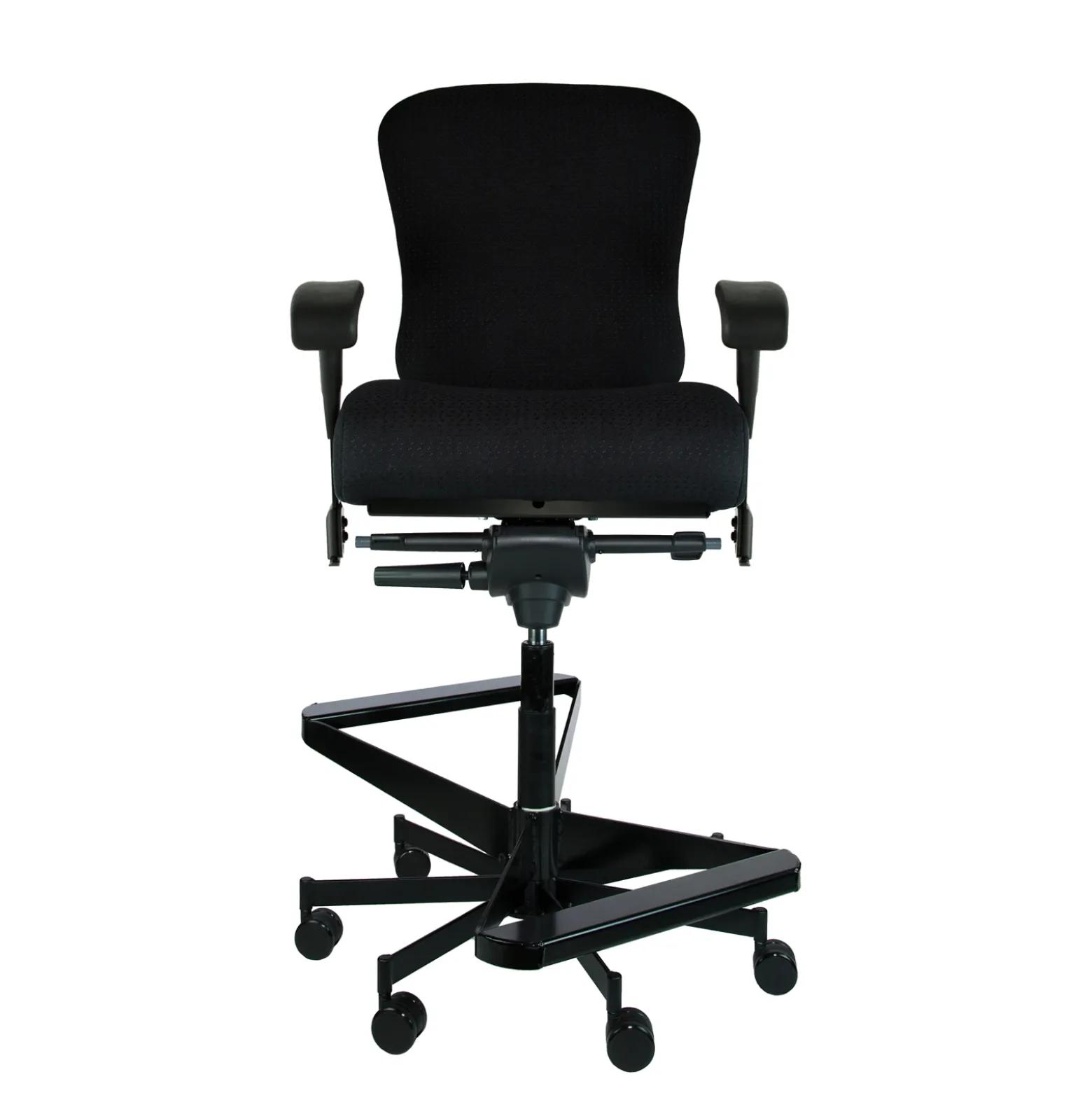 Dauerhaft 24/7 Two-Step Fabric Stool with Pivot Arms - 21"W Seat