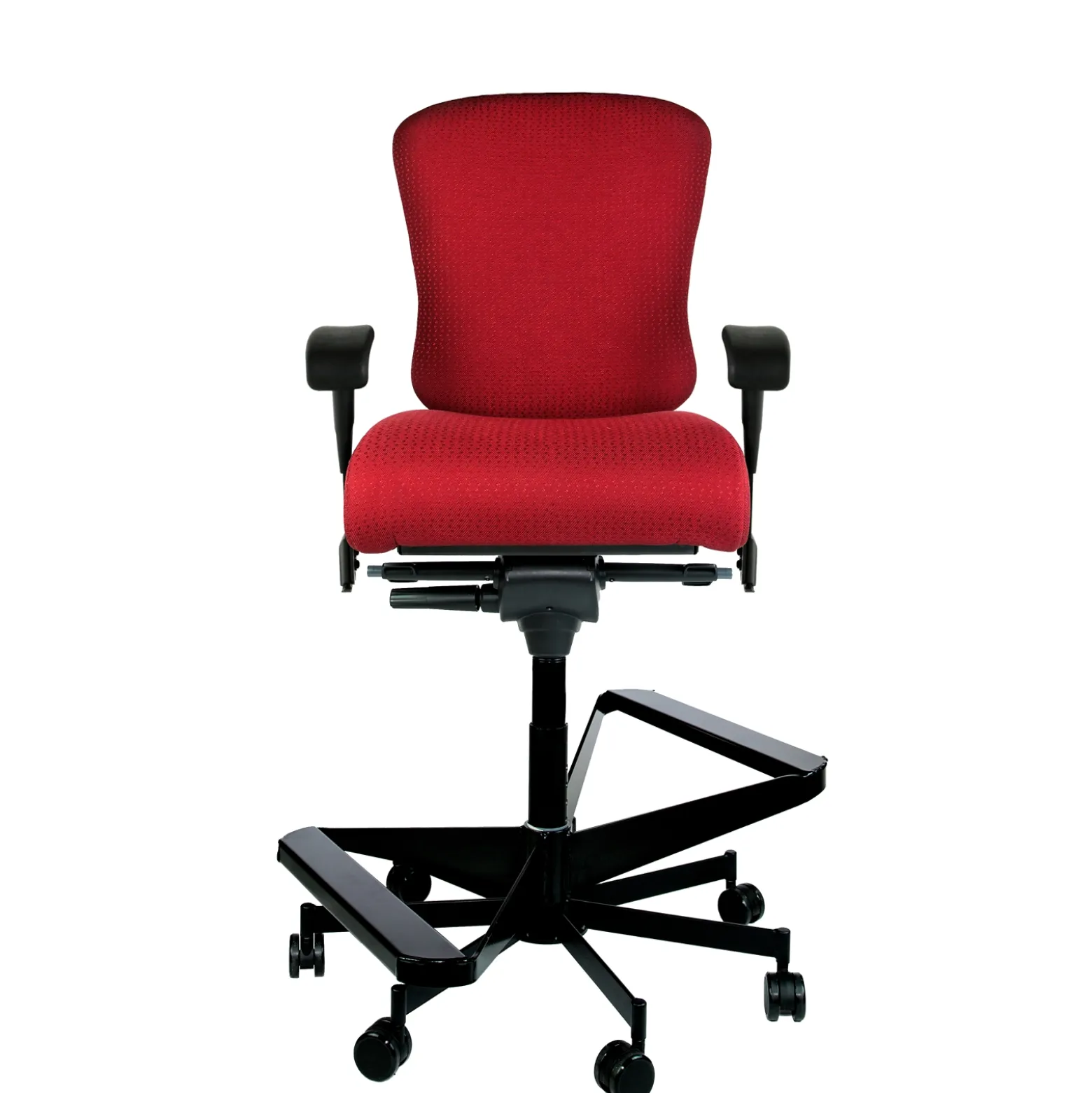 Dauerhaft 24/7 Two-Step Fabric Stool with Pivot Arms - 21"W Seat