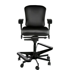 Dauerhaft 24/7 Two-Step Faux Leather Stool with Pivot Arms - 21"W