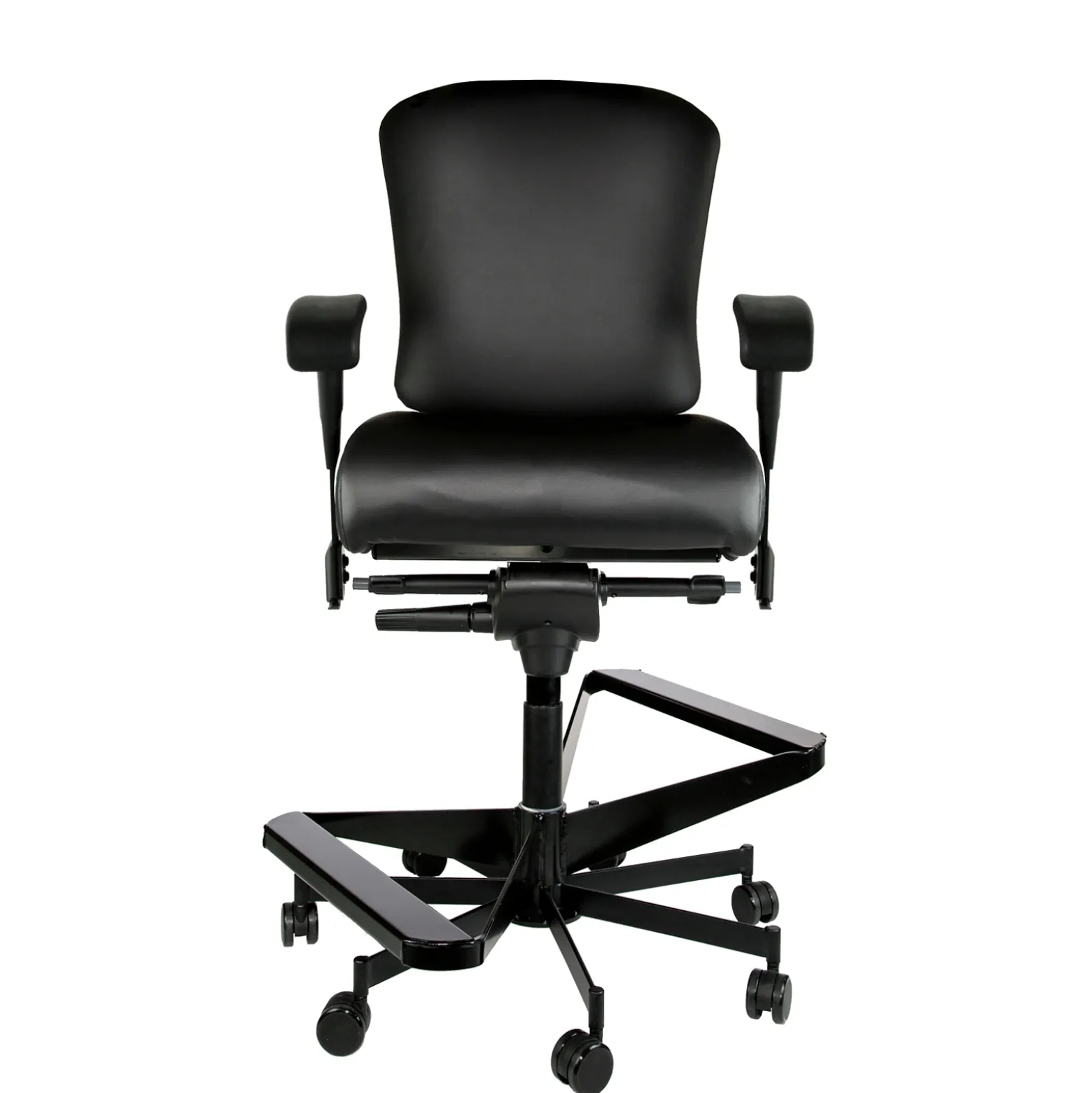 Dauerhaft 24/7 Two-Step Faux Leather Stool with Pivot Arms - 21"W