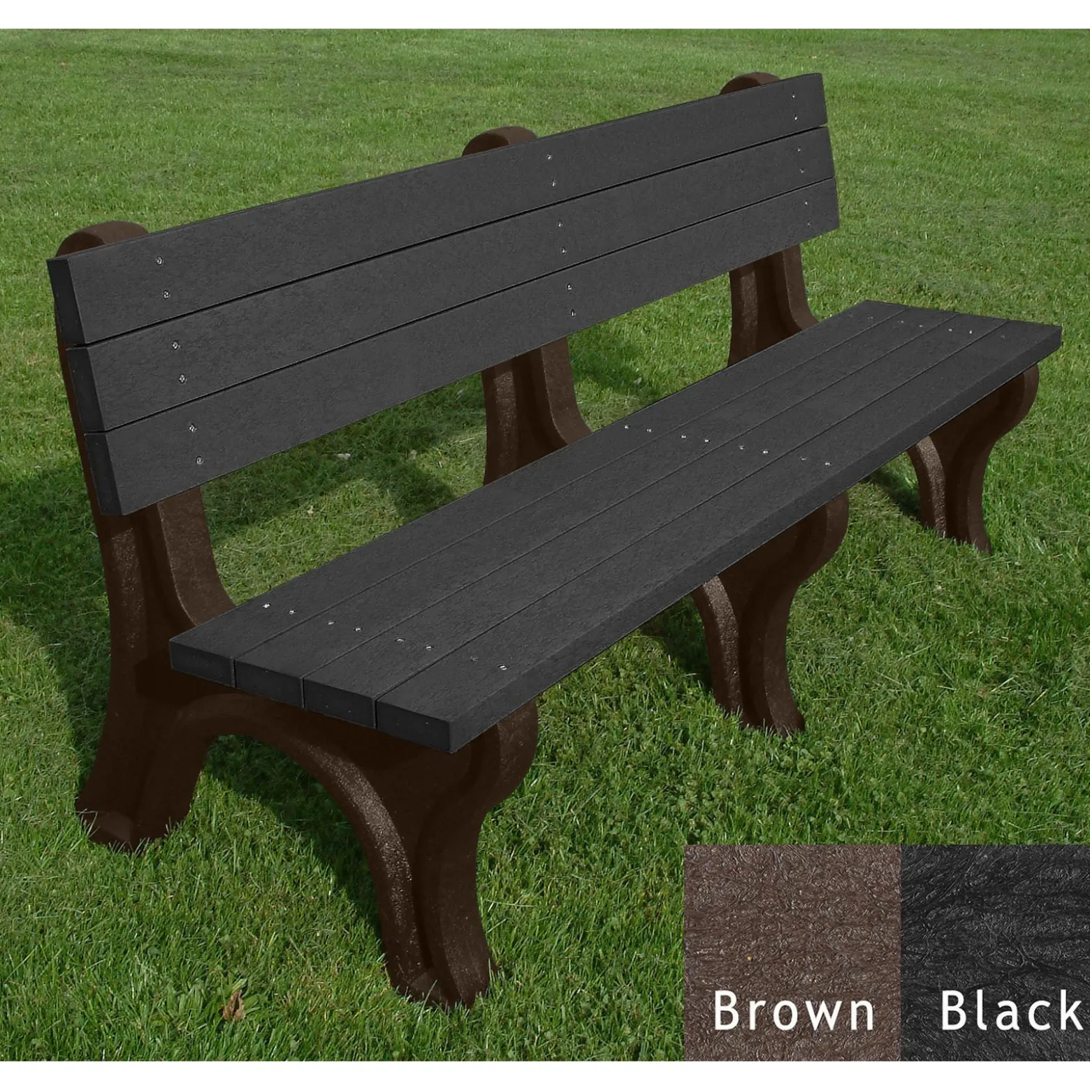 Deluxe Recycled Plastic Bench with Back 6'