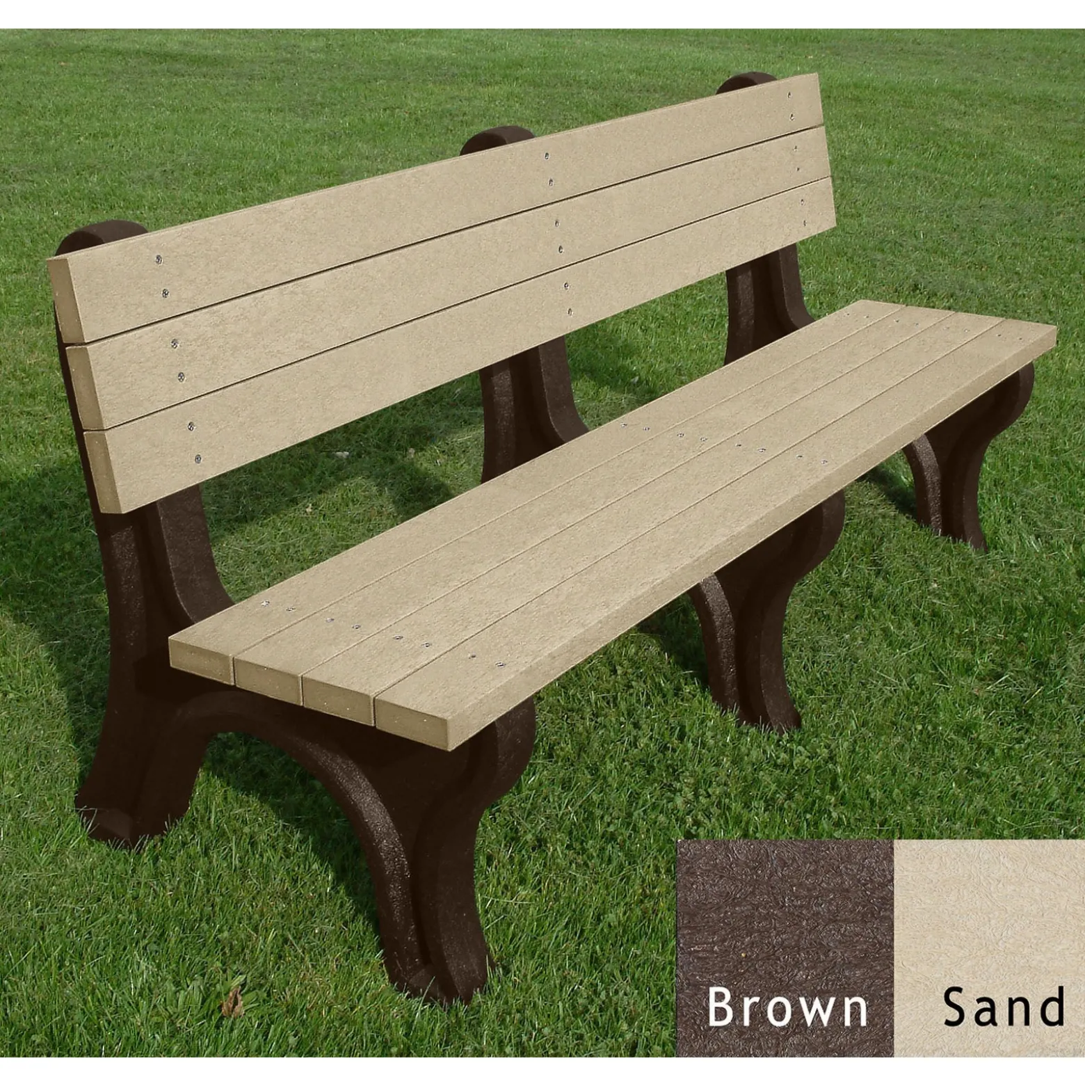 Deluxe Recycled Plastic Bench with Back 6'