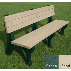 Deluxe Recycled Plastic Bench with Back 6'