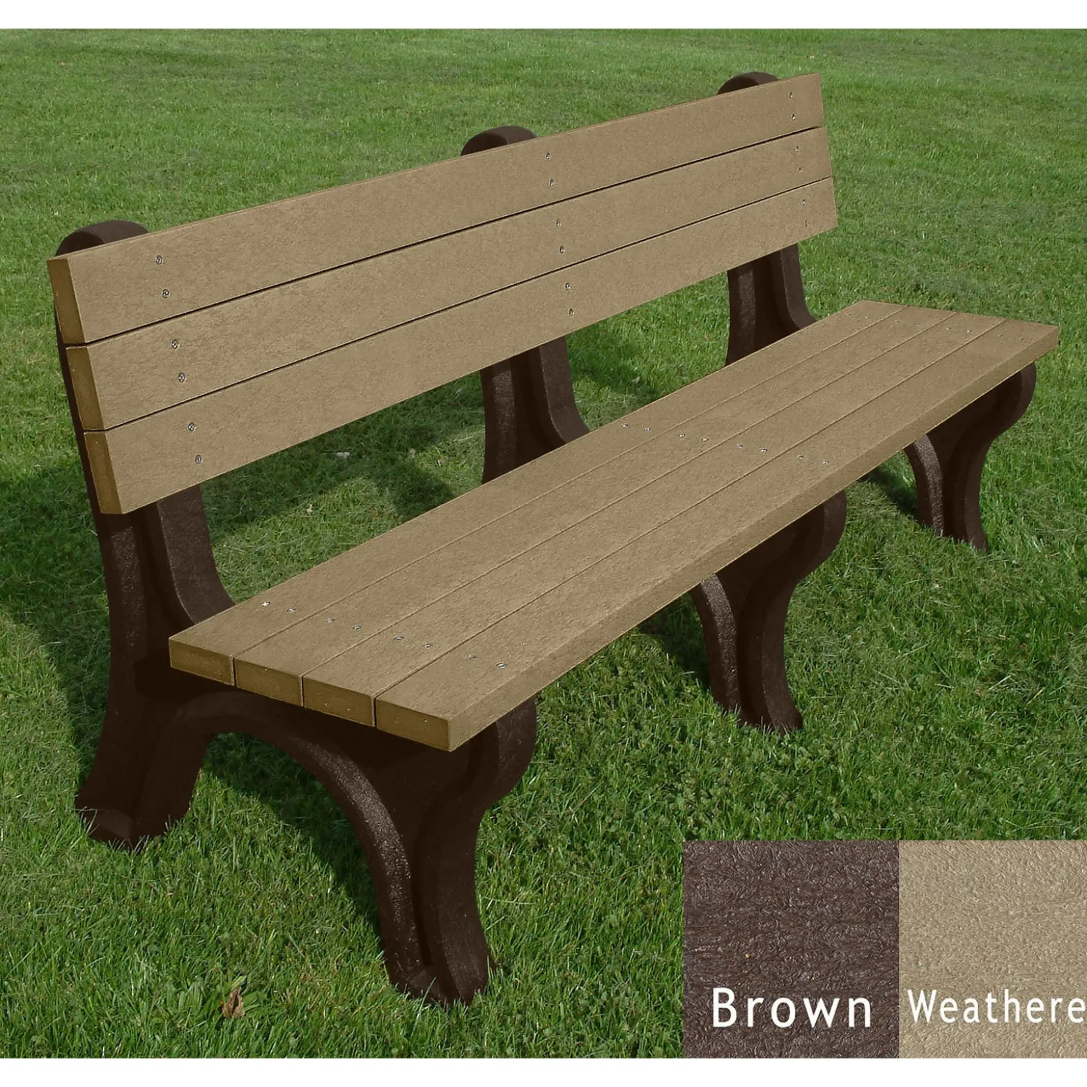 Deluxe Recycled Plastic Bench with Back 6'