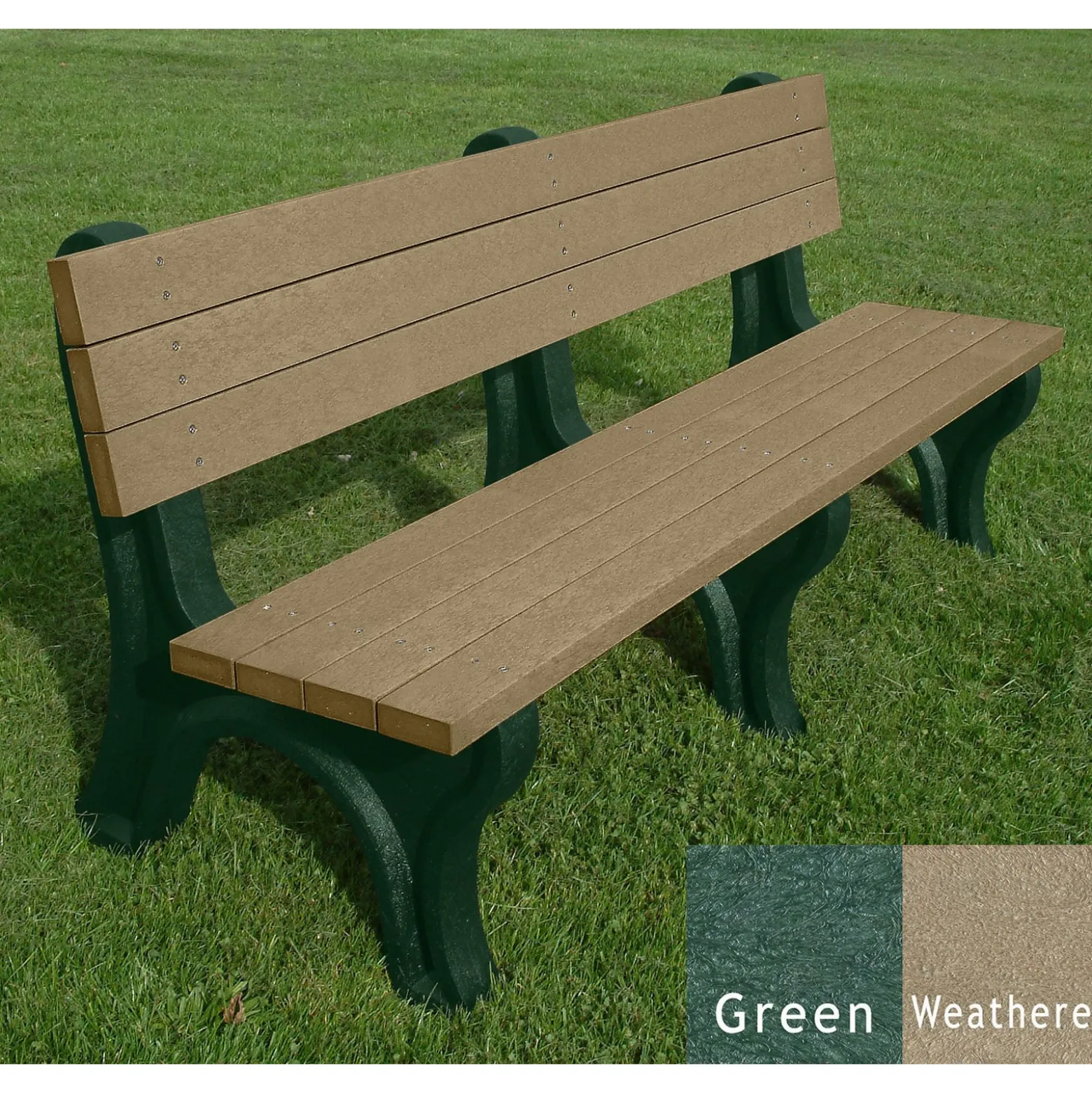 Deluxe Recycled Plastic Bench with Back 6'