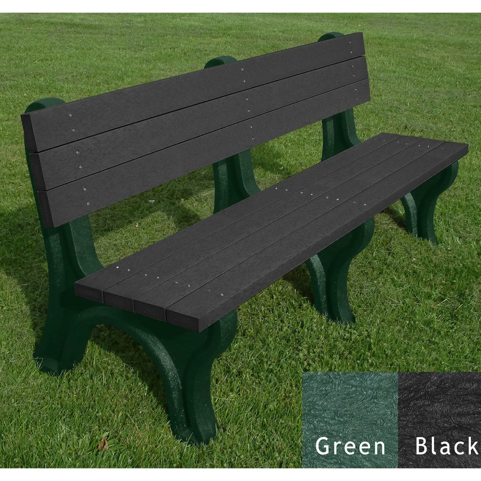Deluxe Recycled Plastic Bench with Back 6'