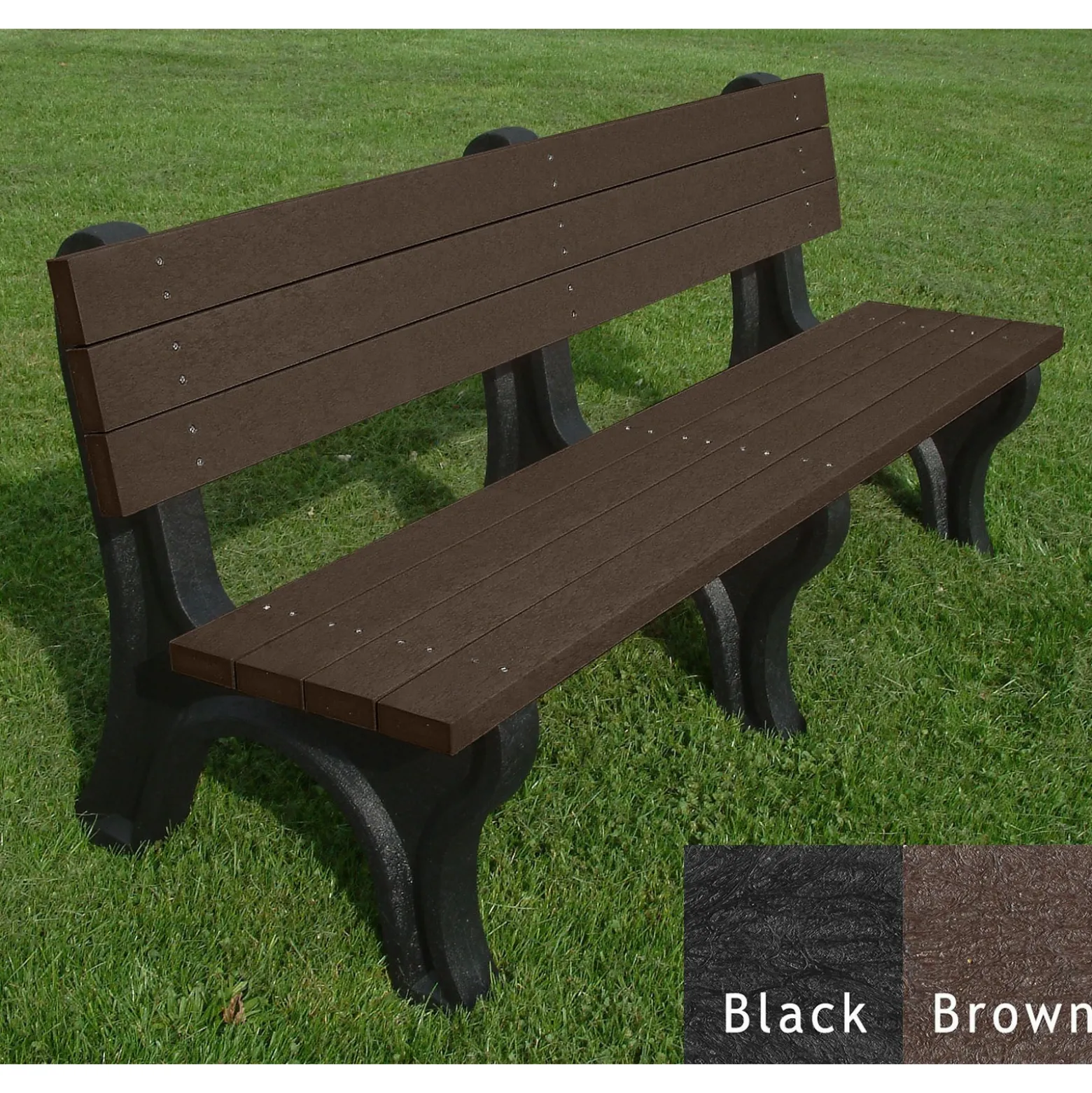 Deluxe Recycled Plastic Bench with Back 6'