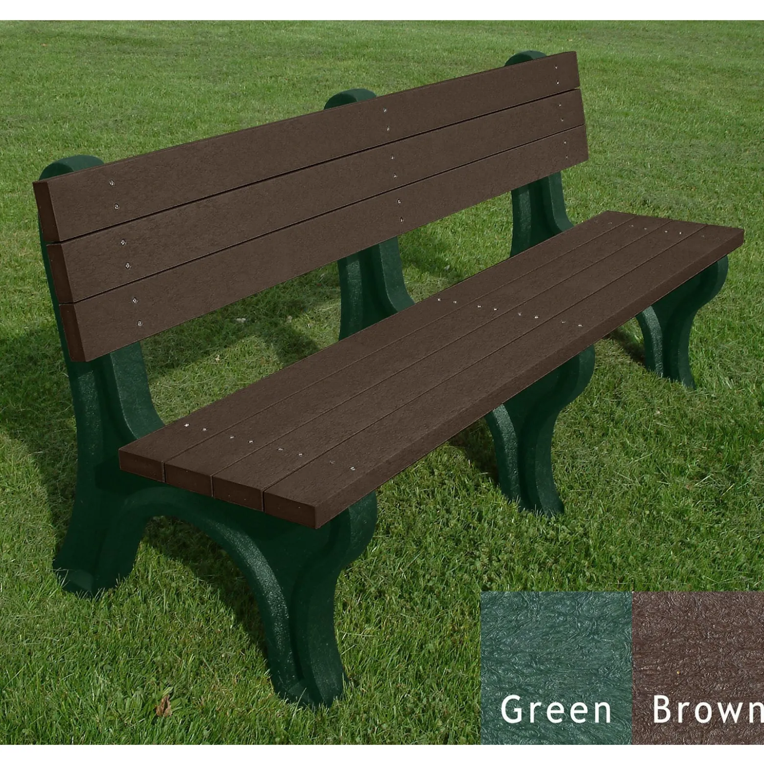 Deluxe Recycled Plastic Bench with Back 6'