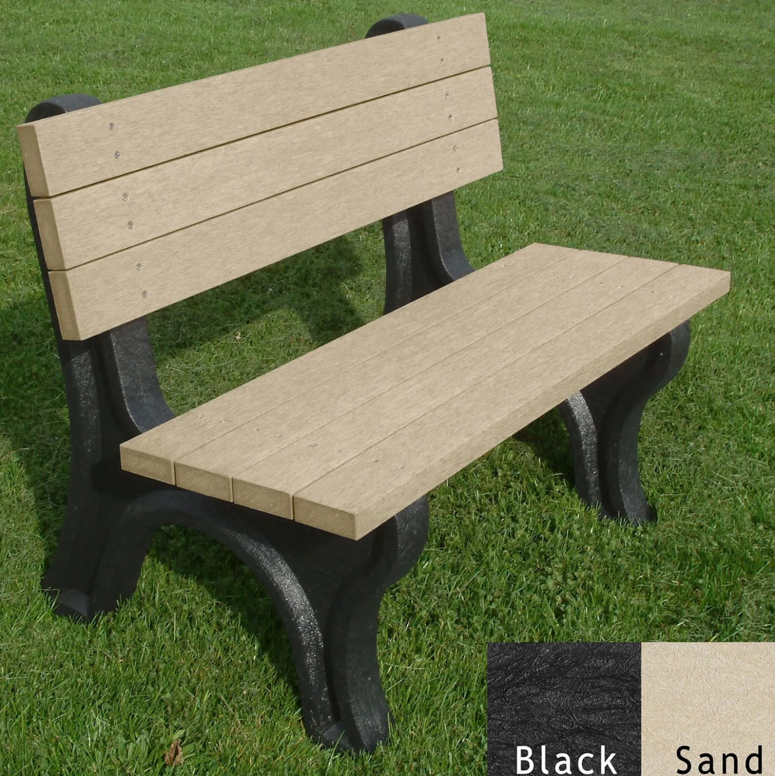 Deluxe Recycled Plastic Bench with Back 4'