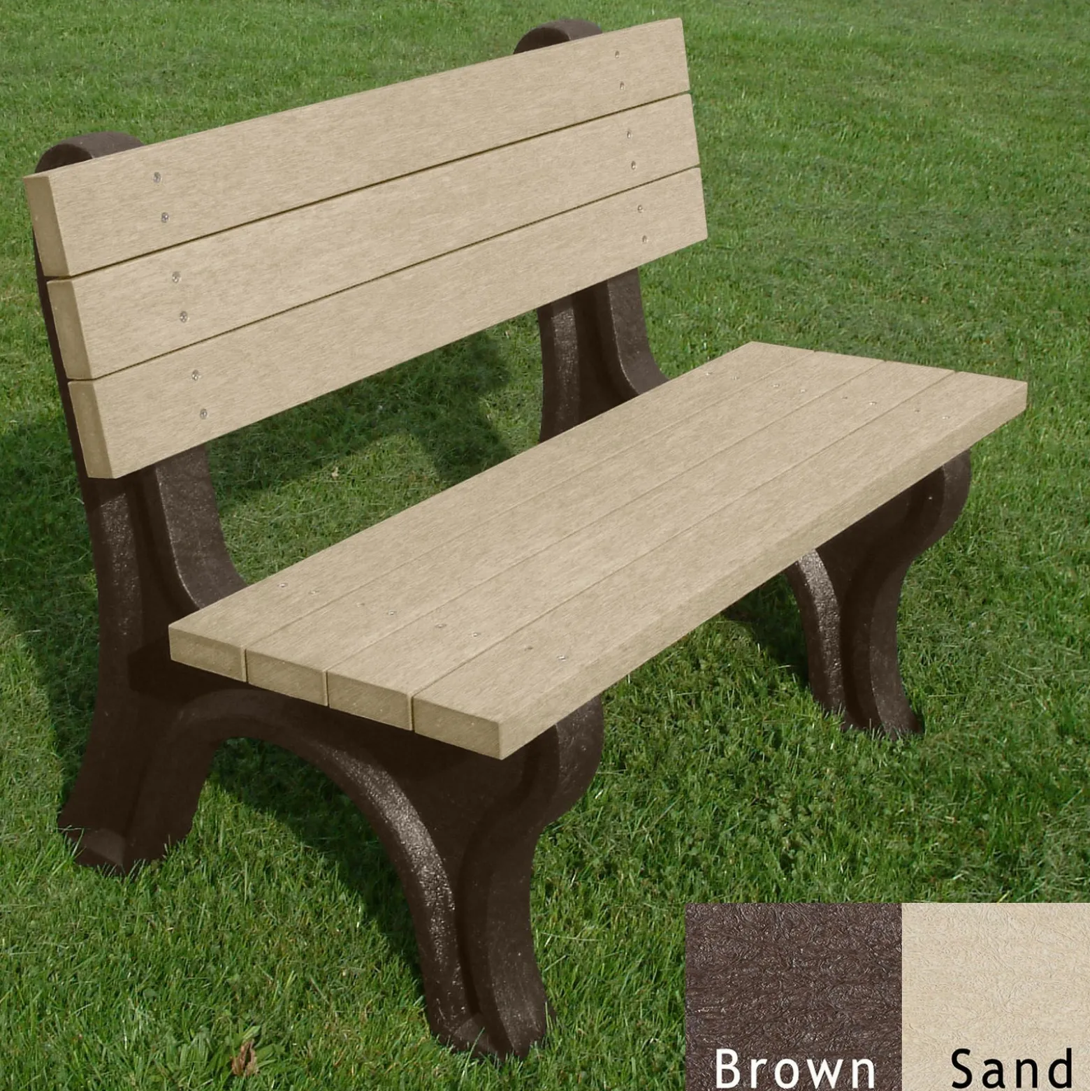 Deluxe Recycled Plastic Bench with Back 4'
