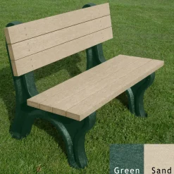 Deluxe Recycled Plastic Bench with Back 4'