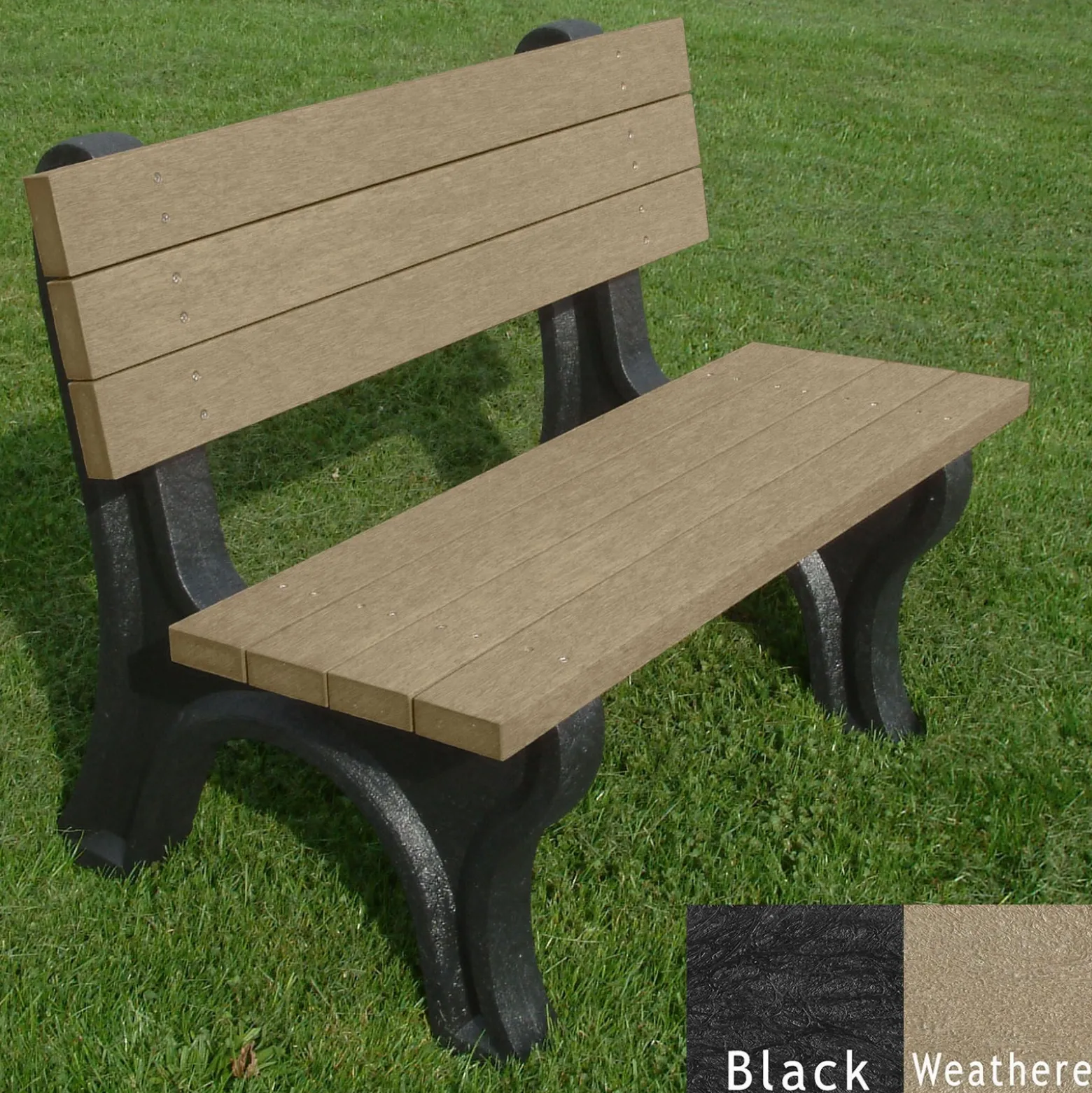 Deluxe Recycled Plastic Bench with Back 4'