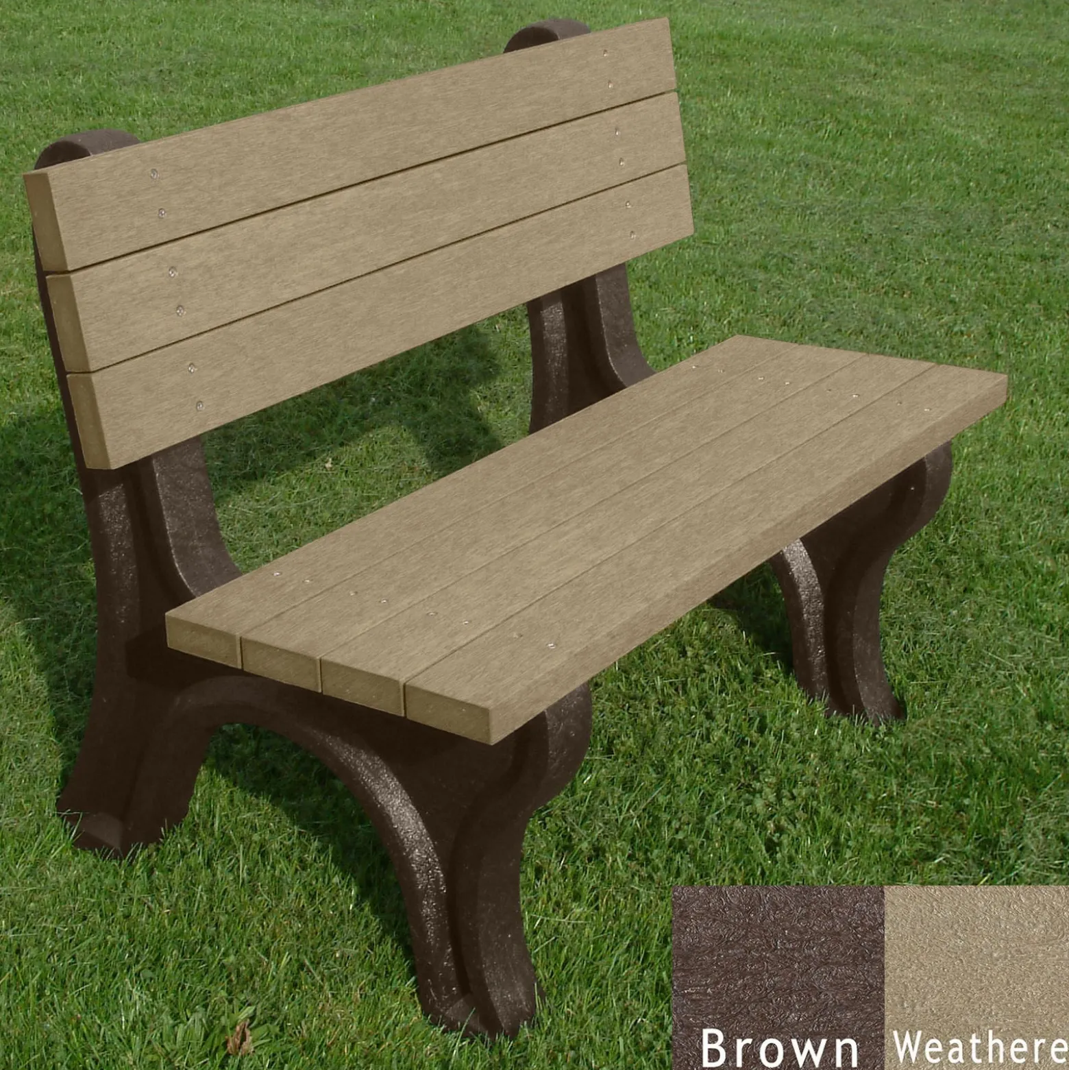 Deluxe Recycled Plastic Bench with Back 4'