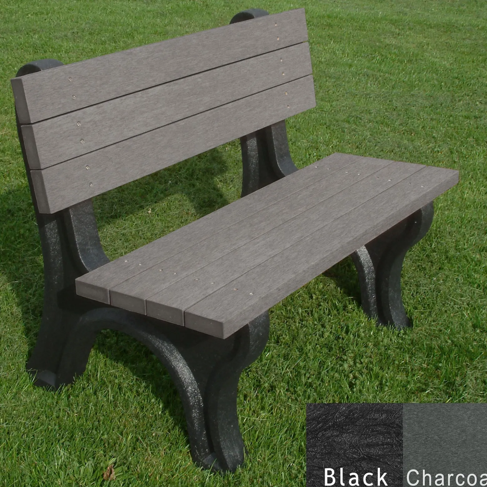 Deluxe Recycled Plastic Bench with Back 4'