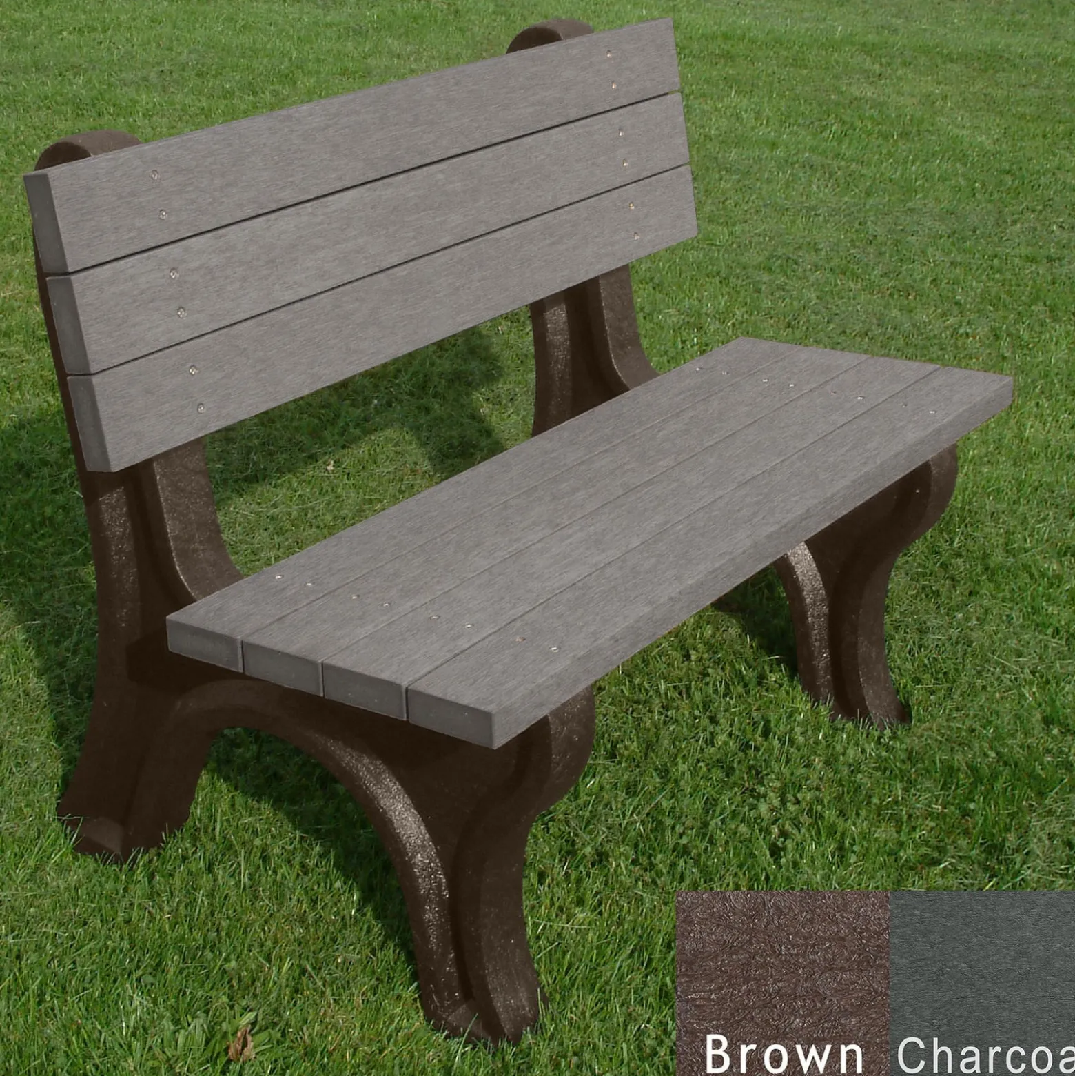 Deluxe Recycled Plastic Bench with Back 4'